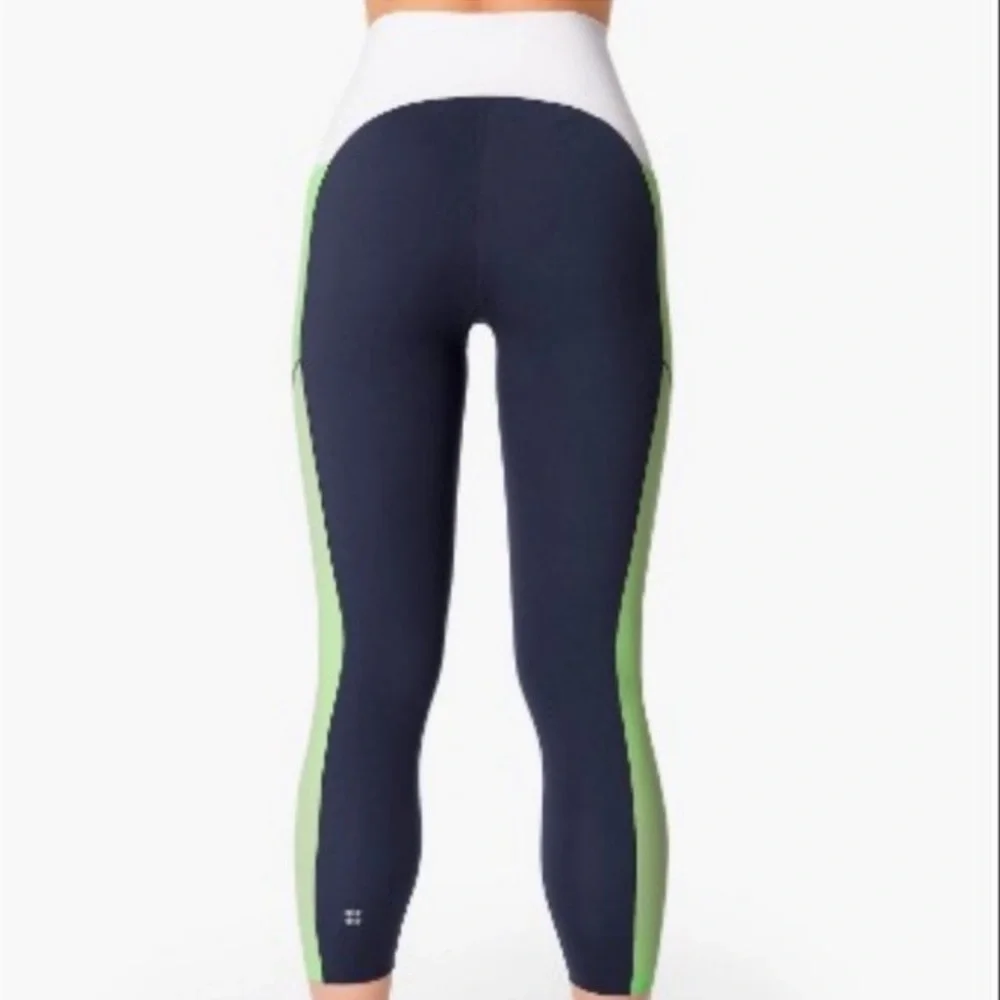 Sweaty Betty Power 7/8 Length Colorblock Workout Leggings Blue Green Size XL